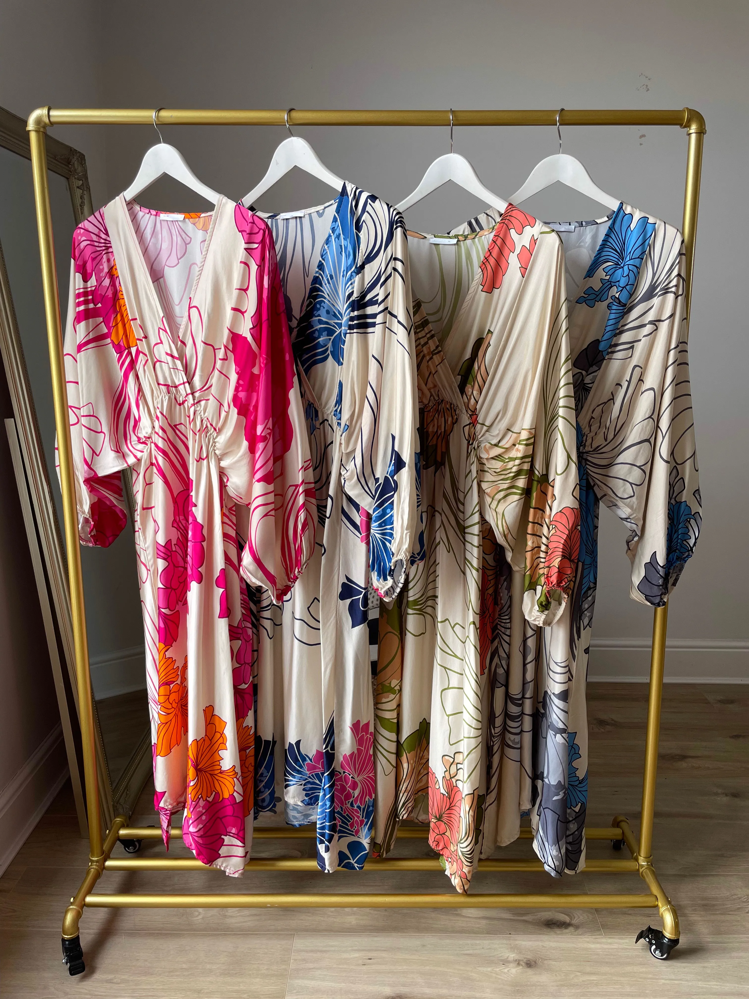 Silk Print Midi Dress