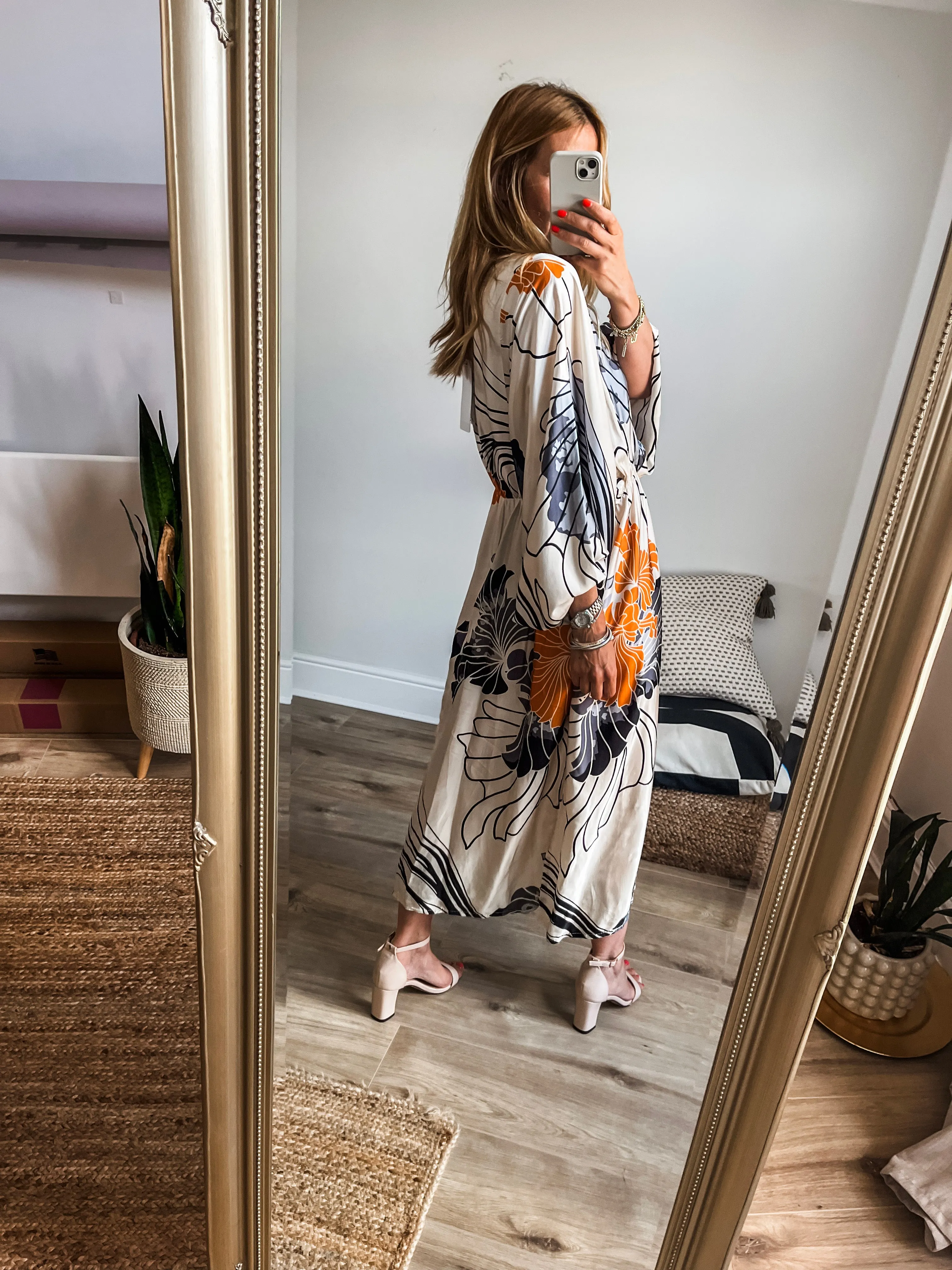 Silk Print Midi Dress
