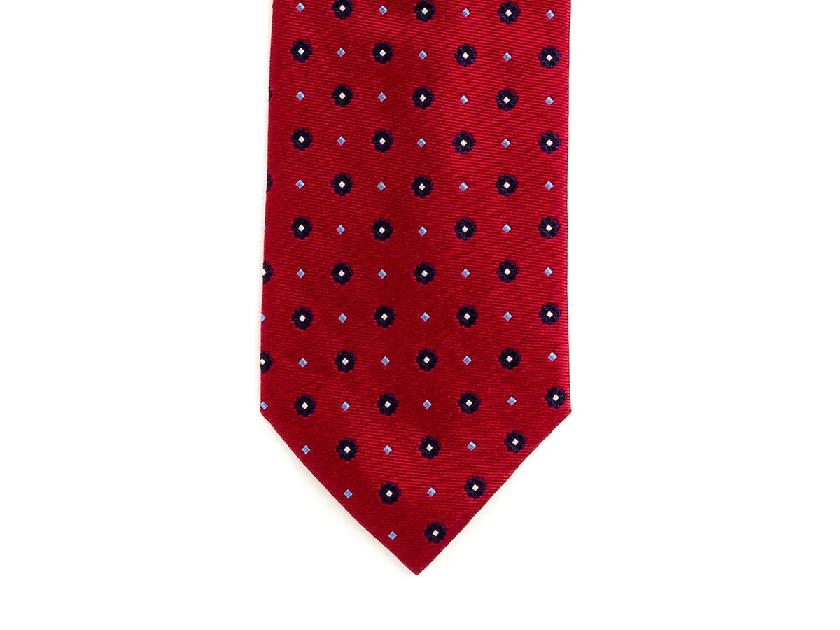 Silk Tie Jacquard Flower Red