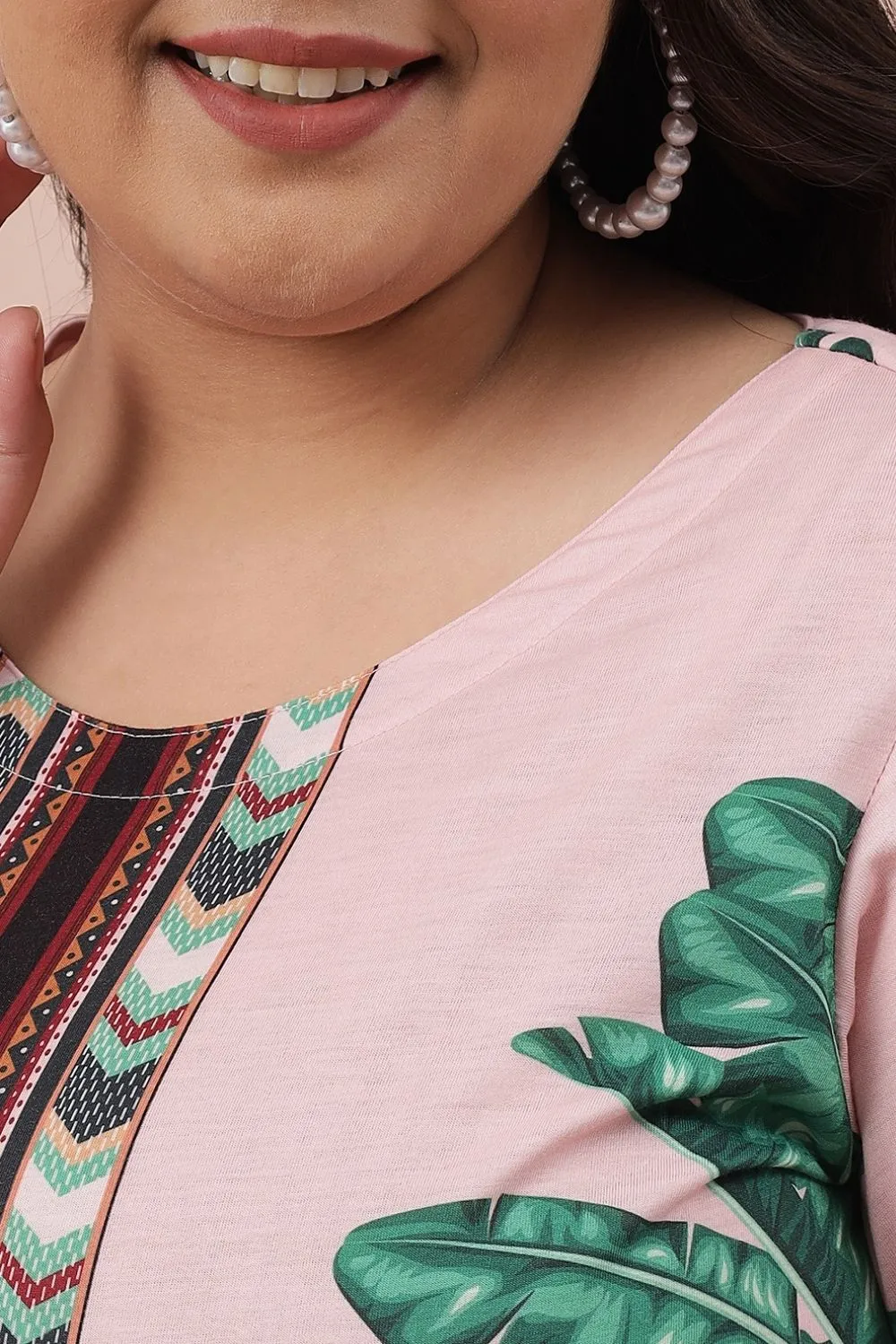 Tropical Pink Printed Kurti