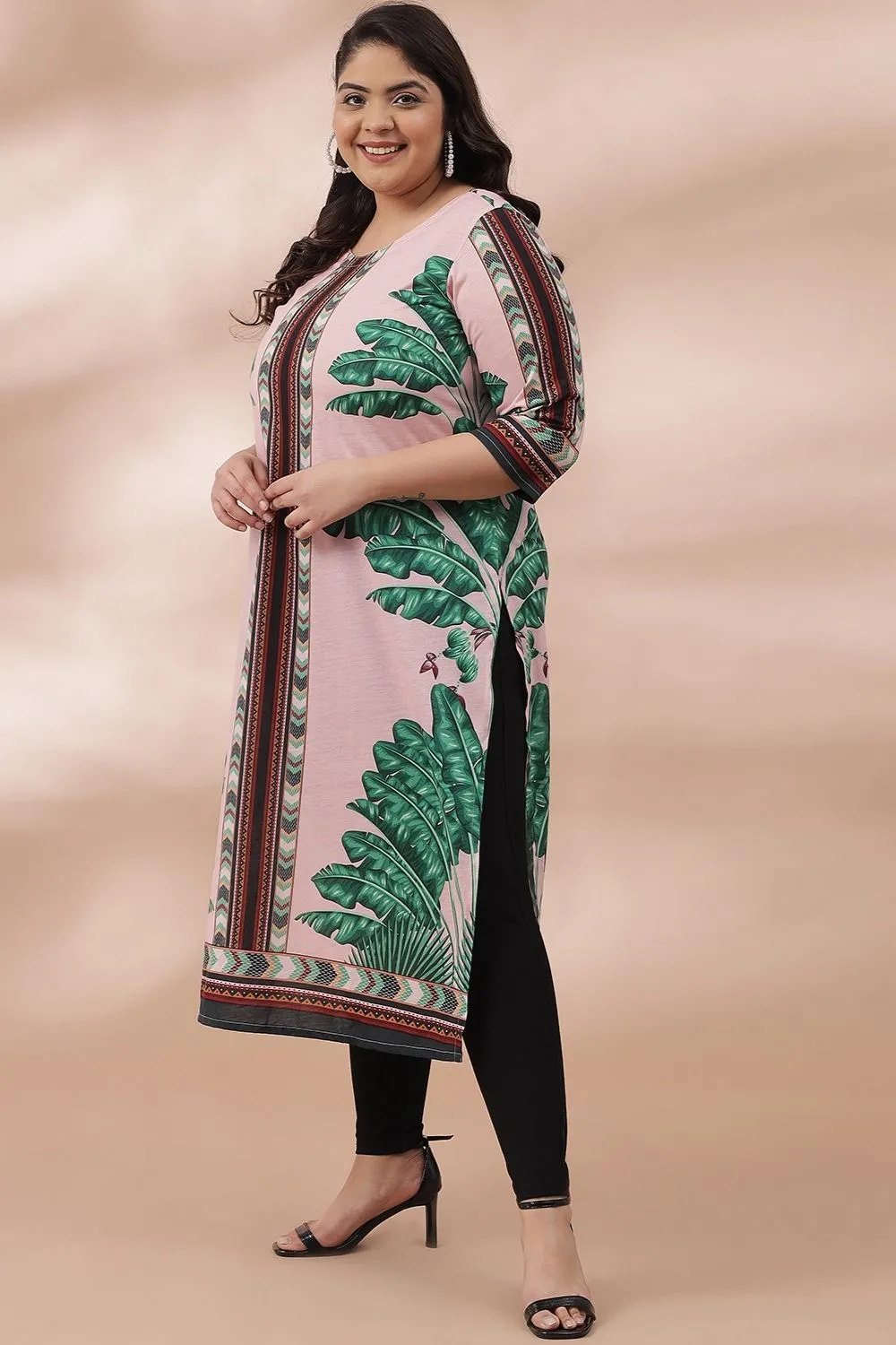 Tropical Pink Printed Kurti