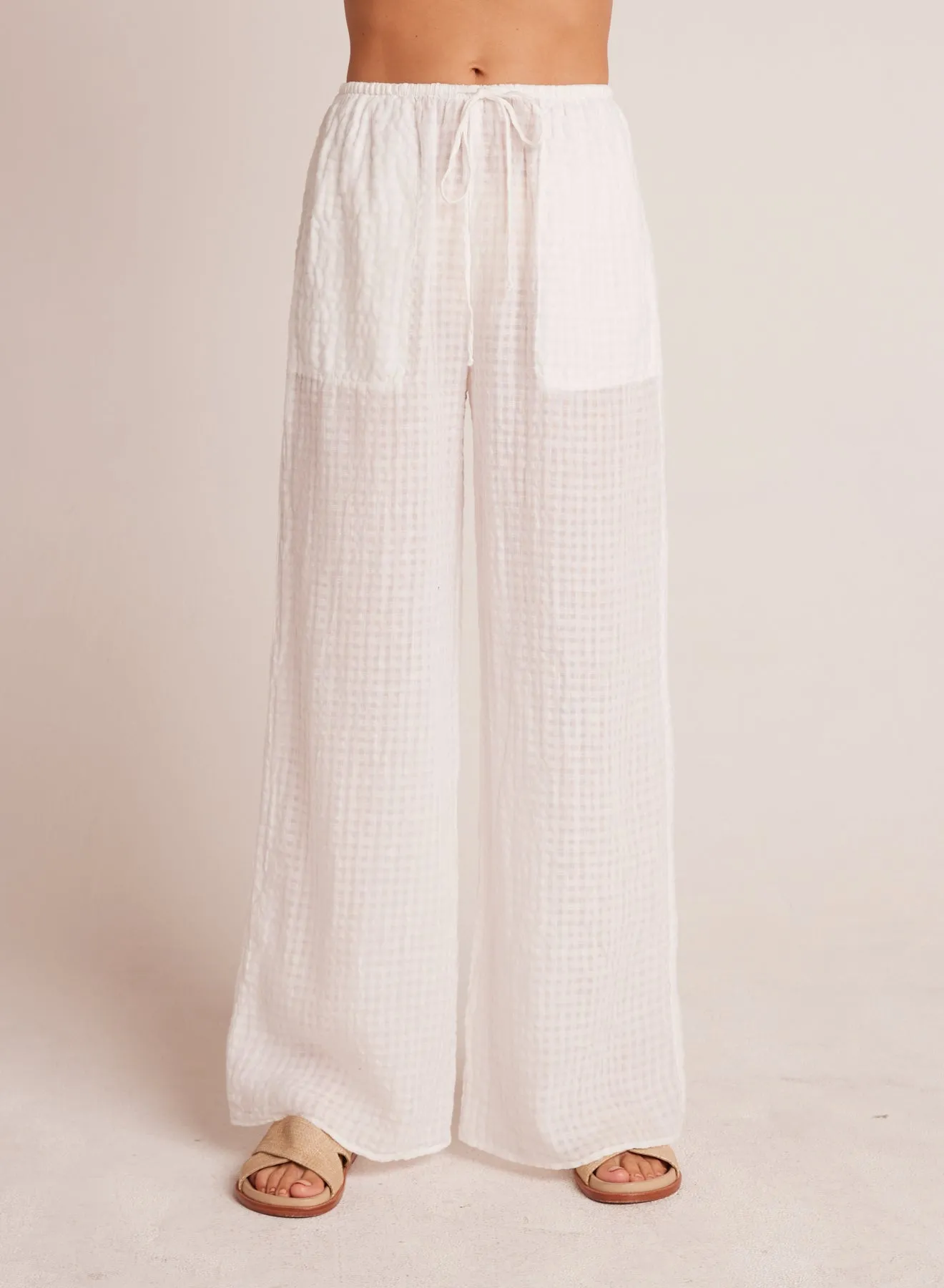 Wide Leg Pocket Beach Pant - White