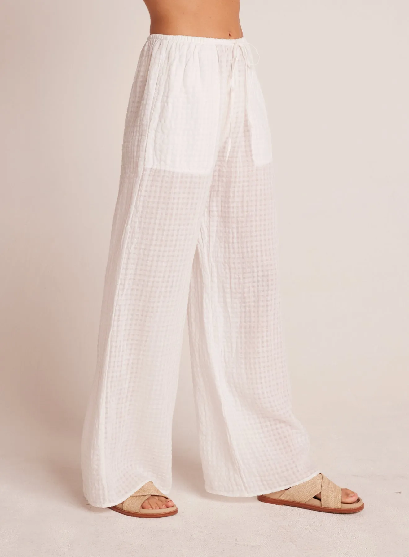 Wide Leg Pocket Beach Pant - White