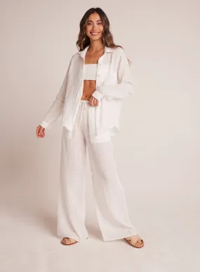 Wide Leg Pocket Beach Pant - White