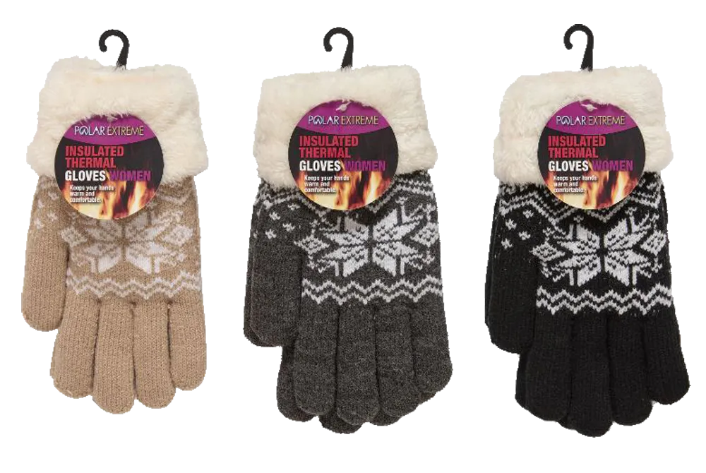 Winter Gloves-Ladies Polar Extreme Heat Fur Trim Glove