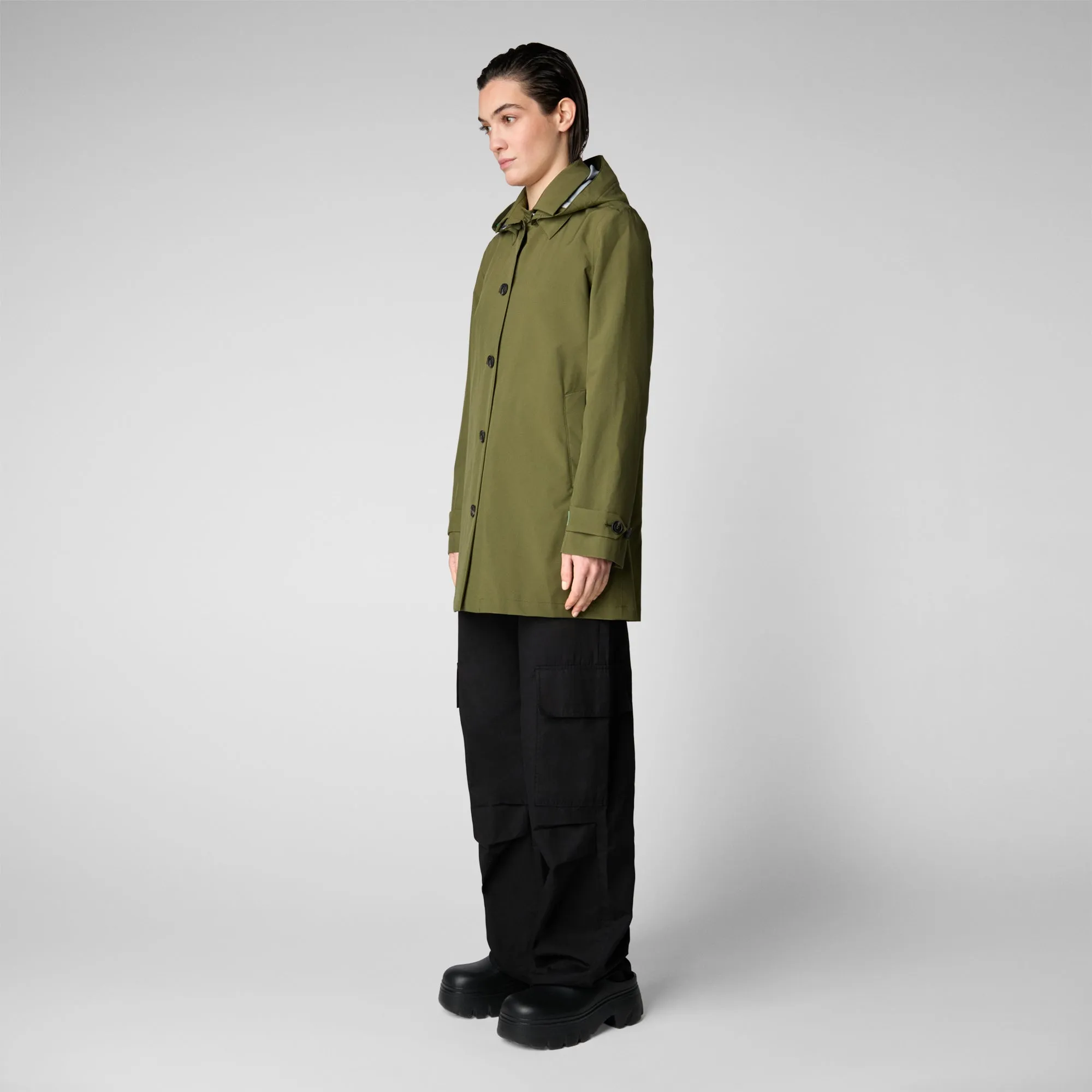 Woman's raincoat April in dusty olive